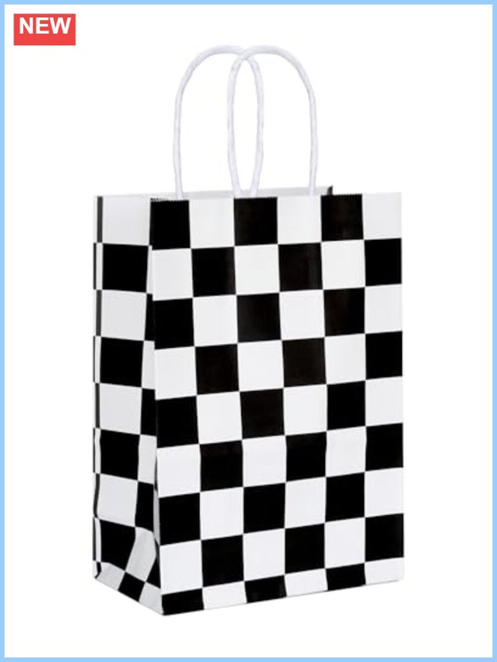 Party Favor Bags Kraft Paper Checkered Gift Treat Bags with Handles